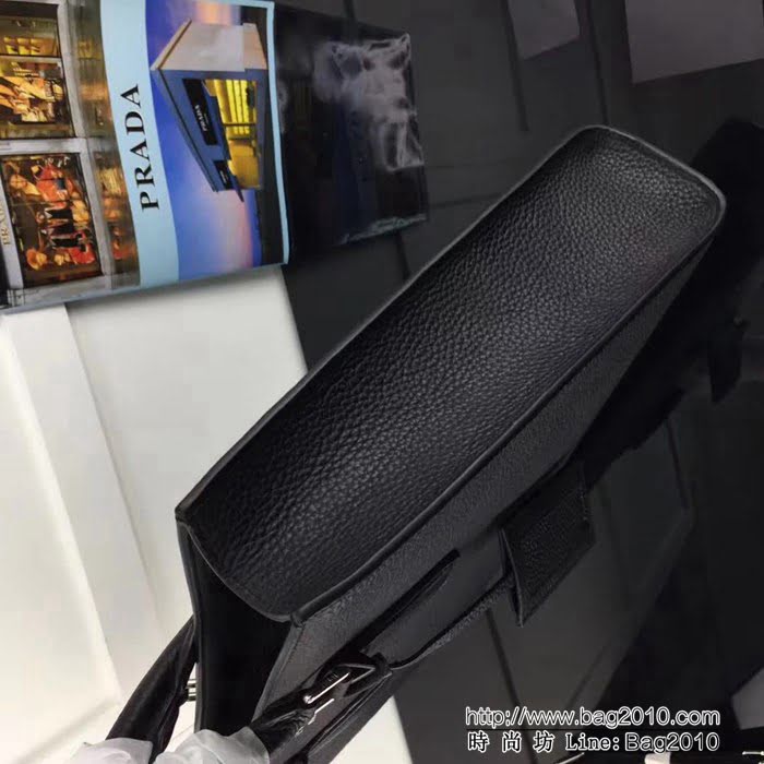 普拉達PRADA原單 2VG011-2FA克色原單荔枝紋 PRADA男士商務公事包 PHY1517
